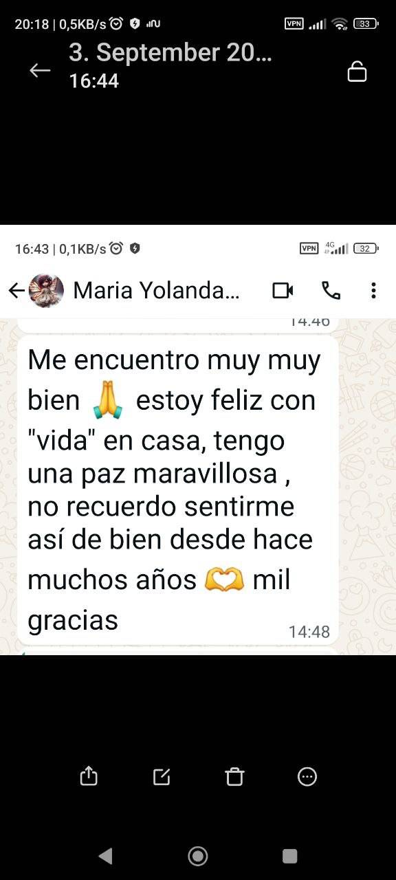 WhatsApp‑Feedback: wunderbare innere Ruhe.